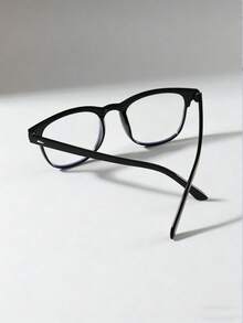 1 Pair Men's Classic Square Back To School Black Eyeglasses, Clear Lenses For Computer, TV, Gaming, Smartphone Use, Eye Protection Against Visual Fatigue - Black - View 3