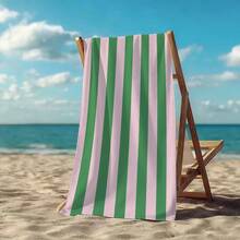 1pc Classic Striped Ultra-Soft Microfiber Beach Towel - Super Absorbent, Quick Dry, Large Bath Towel For Summer Beach, Pool And Home Use, Rectangular Beach Blanket - Style5 - View 2