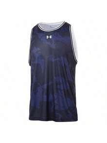 Under Armour 男女通用无袖T恤，2026春季新款篮球训练健身运动背心，24500110-409 - 藏蓝色 - 查看 1