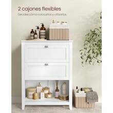 VASAGLE Mueble de Baño Armario de Baño 30 x 60 x 80 cm 2 Cajones 2 Cestas Aparador Blanco Nube MBBC545W02 - Blanco nube - Ver 6