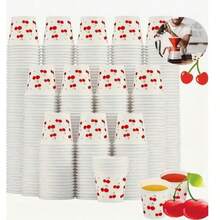 [10 cái/20 cái/30 cái/50 cái/60 cái/80 cái/100 cái/150 cái] Ly giấy dùng một lần in hình quả anh đào - Ly nhỏ dày dặn, chống rò rỉ, thích hợp cho đám cưới, sinh nhật, đồ uống nóng, có thể vẽ lên (hình quả anh đào) - 1 YEAR - Xem 1