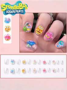 SpongeBob SquarePants Juego de 24 pegatinas decorativas de cuidado de uñas con diseños de Calzoncillos Cuadrados en 3D, disponibles en cualquier color y estilo. No se necesitan lámparas de horneado, pegatinas de cuidado de uñas DIY, parches de cuidado de uñas, productos de cuidado de uñas, accesorios de cuidado de uñas, pegatinas de cuidado de uñas, suministros profesionales de cuidado de uñas, decoraciones deslizantes de cuidado de uñas. - Multicolor - Ver 2
