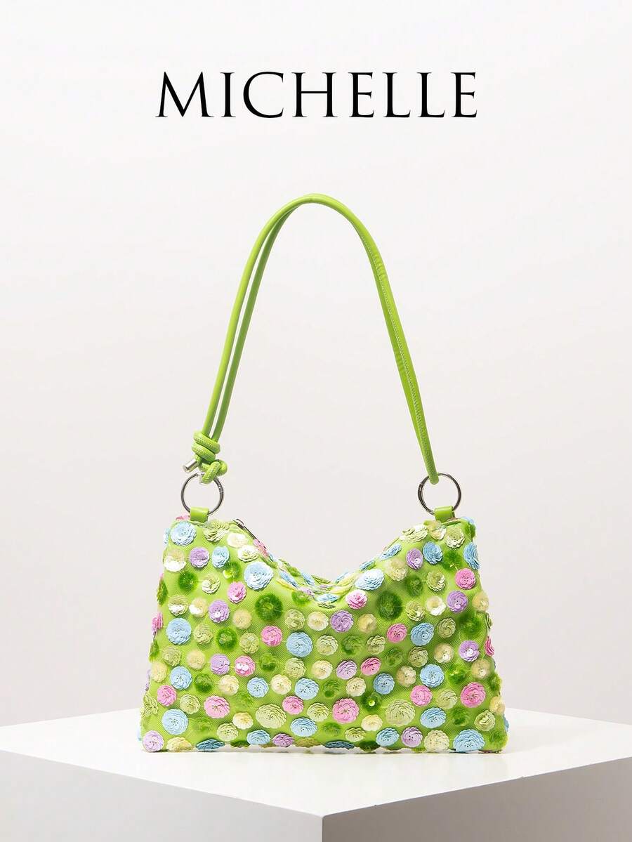 Túi đeo vai nữ đính kim tuyến thêu hoa, món quà thanh lịch cho các bữa tiệc, dạ hội, đám cưới. - Nhiều màu - Xem 1