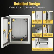 IP66 Waterproof Electrical Enclosure Box Lockable Metal Junction Box Wall Mounted Distribution Cabinet Cold Rolled Steel Electrical Panel With Mounting Plate Cable Gland Entry Outdoor Weatherproof - 12*10*6in/30*25*15cm - View 4