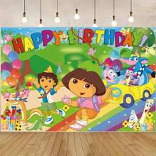 D-Dora E-Photography Backdrop Customizable Happy Birthday Party Decoration Children Photo Background Gifts - Kiểu B - Xem 6