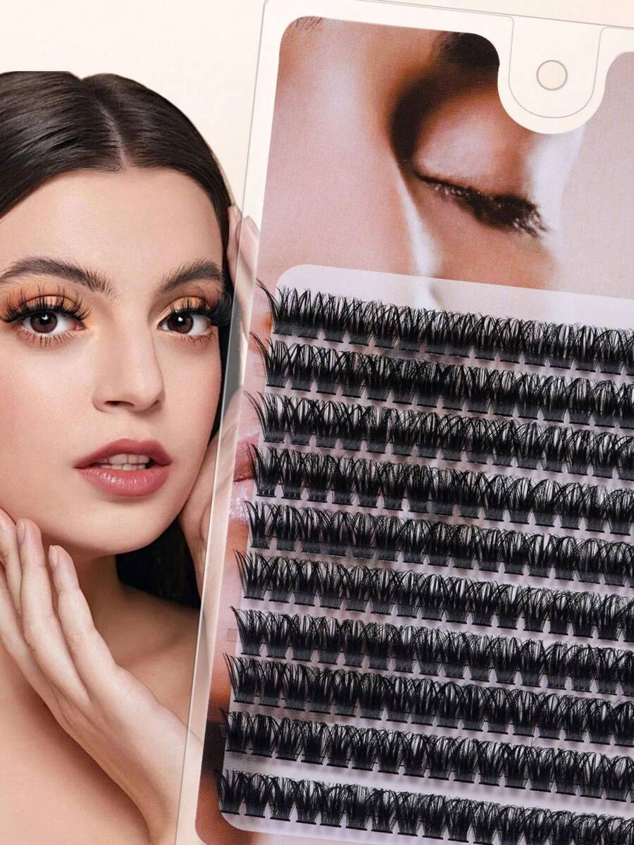 ELAE 200Pcs Lash Clusters Manga DIY Lash Extension Anime Eyelash Clusters Spiky Individual Eye Lashes Wispy False Eyelashes D Curl Cosplay Doll Cluster Eyelash Extensions Super Thin Band - 濃密款 - 查看 1