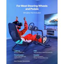 Lenkständer, Racing Wheel Stand für integrierte Simulator-Cockpits, für Logitech G25, G27, G29, G920, G923, Thrustmaster T300RS, TX F458, T500RS, T3PA-PRO (F1/GT) und CSR-Pedale, Schwarz - für  G25, G27, G29, G920, G923, integriert - Übersicht 2