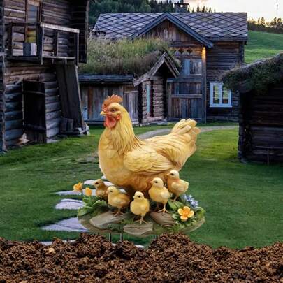 2D 1pc Acrylic Style Acrylic Hen And Chick Ornaments, Multifunctional Elegant Fantasy Theme Plaque, Suitable For Home And Office Decoration - 1pc, Very Suitable For Bedroom, Garden, Living Room, Kitchen, Bathroom And Restaurant Space