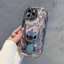 Disney This Stitch Phone Case Features A Cute And Playful Expression Design, A Simple And Stylish Appearance, And A Smooth Touch. It Uses A 2D Wave Pattern, Is Made Of Adorable And Eye-Catching TPU Material, And Includes Camera Protection, Making It An Ideal Choice For Girls. Compatible With IPhone 17/16/15/14/13/...12 Mini Pro Max Pro Plus XRXS. The Perfect Gift For Family And Friends. Phone Case, Stylish Phone Case, Fun Expression Design, Trendyphone Case, Lightweight And Durable Material. - 銀色 - 查看 4
