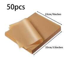 50pcs Rectangular Parchment Paper, Silicone Baking Mat, High Temperature Resistant Non-Stick Baking Paper For Cooking, Baking, Air Fryer, Pizza, Roasting, Frying, Ideal For Holidays Baking Gifts - Multicolor - View 13