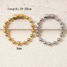 1pc Stainless Steel Beaded Bracelet, Unisex, Gold/Silver Color, 8mm Metal Beads Chain, Women - Gold - View 3