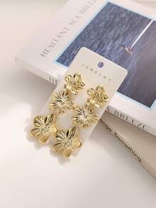 Set de 6/12 piezas de aretes de moda, adecuados para uso diario y vacaciones, hechos de resina ABS con tecnología UV anti-desteñido - Dorado - Ver 5