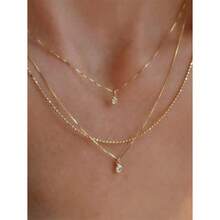 1pc Delicate Pendant Stack Necklace For Women Ladies' Fashion Metal Necklace Suitable For Women's Daily Wear Dates And Parties. Random Style - Phong cách ngẫu nhiên vàng - Xem 1