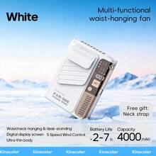 kinscoter 1 pieza Ventilador portátil recargable de 4000mAh para colgar en la cintura, accesorio para acampada, playa y viajes, mini ventilador personal de cuello - Montado en la cintura - Ver 12