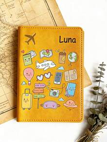 1 Custom Text Name Passport Holder - Cute Cartoon Fashionable Minimalist Style Lightweight Open-Closure Design Travel Document Case, Suitable For Business, Vacation, And Formal Occasions - Ideal Gift For Travelers, Essential For Business Trips - Multicolor - View 5