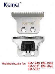Kemei KM-1949 KM-1948 KM-5021 KM-5026 KM-5027 男士理发器替换刀片，理发剪替换刀头，原厂理发器刀片配件 - 黑色 - 查看 1