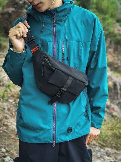 1 chiếc (13.8in*7.9in*3.9in) Túi đeo ngực, túi đeo vai, túi đưa thư, túi đeo chéo thời trang dành cho nam, dung tích lớn, chất liệu chống trầy xước và mài mòn, thích hợp cho du lịch, đi làm, dây đeo vai có thể điều chỉnh, quà tặng cho gia đình và bạn bè, túi đeo ngực tối giản phong cách thường ngày.