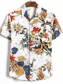 Summer Hawaiian Floral Short Sleeve Polo For Men - A508D-AL23655 - 查看 1