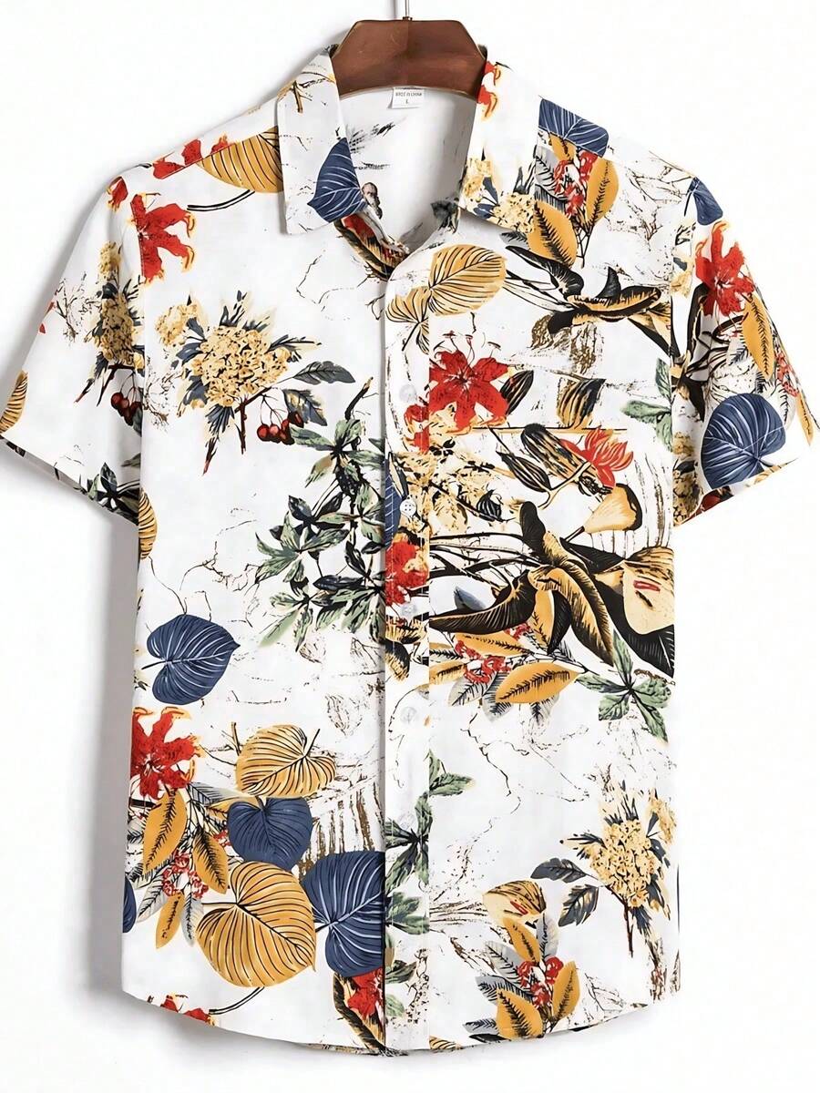 Summer Hawaiian Floral Short Sleeve Polo For Men - A508D-AL23655 - 查看 1