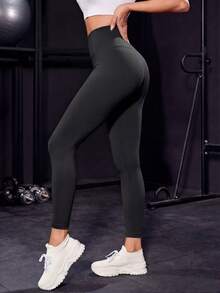 FWH High Waist Slimming & Shaping Leggings, Suitable For Running And Outdoor Exercises, Compression Base Layer Pants For Women Sports - Black - View 2