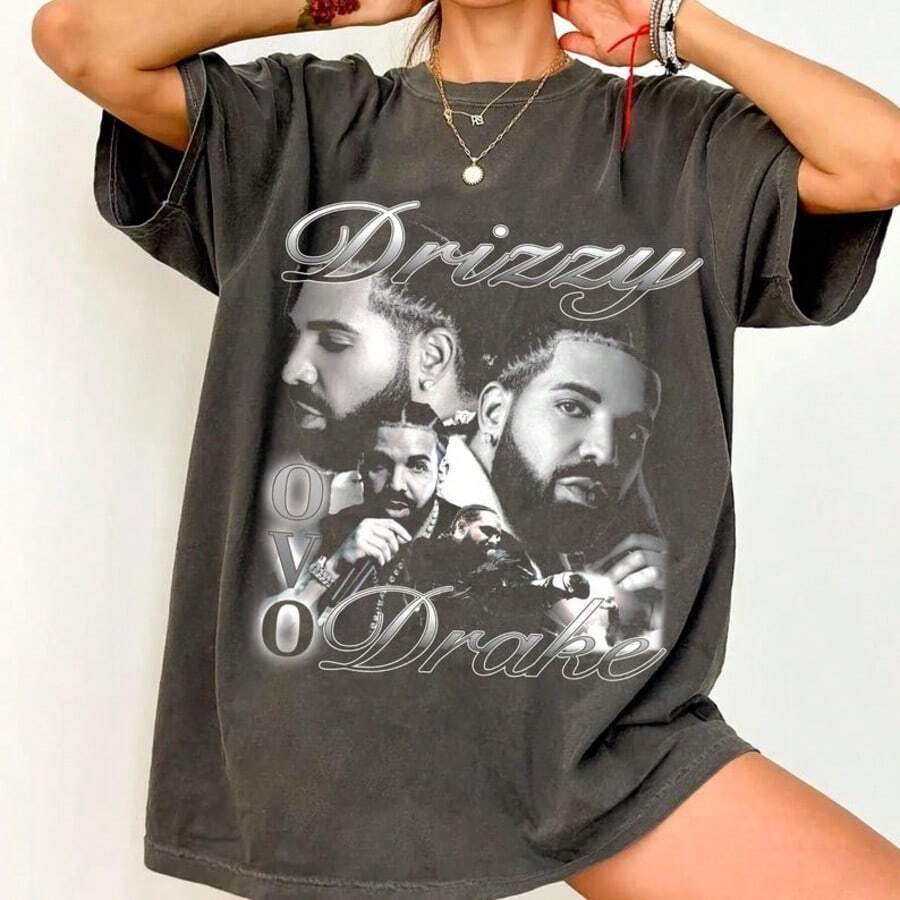 Co Mfort Colors Drake T-Shirt _ Y2K Drake Vintage Bootleg Tee - màu đen - Xem 1