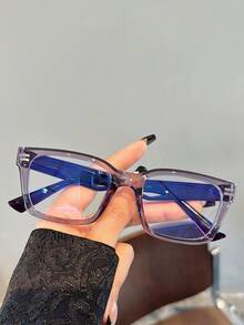 1 chiếc kính gọng rộng vuông màu tím thanh lịch dành cho nữ, kiểu dáng thường ngày, phù hợp đi làm, kính mắt retro unisex thích hợp cho học sinh. - Nhiều màu - Xem 2