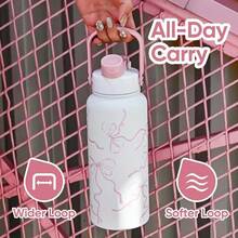 Botella de agua aislada de 32 onzas, tapa 2 en 1 con pajita y pico protector, a prueba de fugas, mantiene las bebidas frías, acero inoxidable, metal, reutilizable, asa, adecuada para viajes, gimnasio y escuela - Multicolor - Ver 5