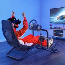 Lenkständer, Racing Wheel Stand für integrierte Simulator-Cockpits, für Logitech G25, G27, G29, G920, G923, Thrustmaster T300RS, TX F458, T500RS, T3PA-PRO (F1/GT) und CSR-Pedale, Schwarz - für  G25, G27, G29, G920, G923, integriert - Übersicht 9