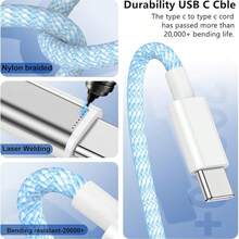 2 pièces Câble de données USB A vers USB C, câble de charge super rapide de 60 W Type-C, câble de charge tressé en nylon USB C compatible avec Apple 17 16 15/Plus/Pro/Pro Max, S26 S25 S24 S23 S22 S21 S20 - Multicolore - Voir 3