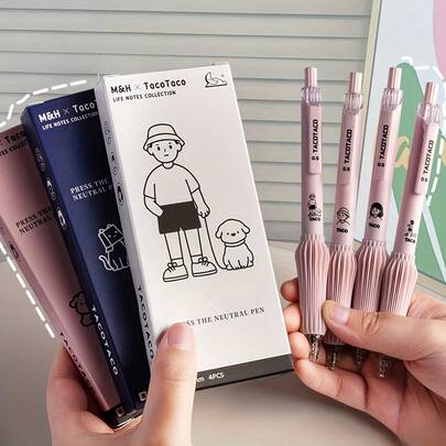Ergonomic Neutral Pen With Soft Grip, Medium Nib, Quick-Drying Black Ink - Smooth Writing, Suitable For Journals And Office Use, Adorable Character Design, Ideal Mother's Day Gift