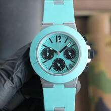 Men Mechanical Watches - Blue Plate With Diamonds and Gold - View 9