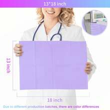 10片/25片/50片/125片装一次性粉色聚酯纤维防水牙科围兜，三层纹身纸巾，适用于牙科诊所、纹身穿孔、喂食等场合 - 柔软防漏 - 13英寸 x 18英寸 - 淡紫色 - 查看 5