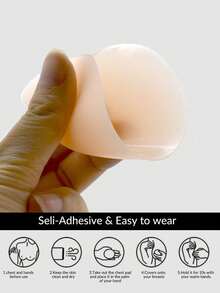 2/4/8片装可重复使用硅胶乳贴，无缝隐形自粘乳贴 - 女士内衣及配饰 - 杏色 - 查看 6