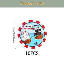 Cartoon Pirate Disposable Tableware Set, 7/9 Inch Party Plates, Disposable Paper Plates, Cups, Napkins, Suitable For Holidays, Weddings, Engagements, Birthdays, Parties, Celebrations - Multicolor - View 8