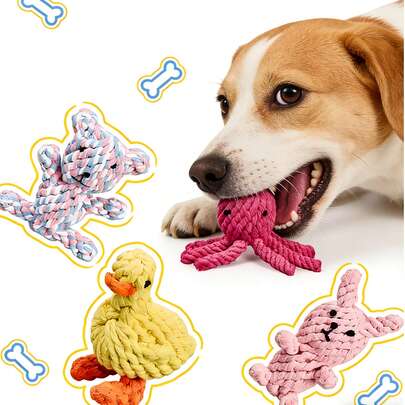 1件装狗狗磨牙绳玩具，动物造型，吸引宠物注意力，经久耐用，耐啃咬/缓解压力/清洁牙齿/口腔护理，互动绳玩具，宠物礼物，宠物用品