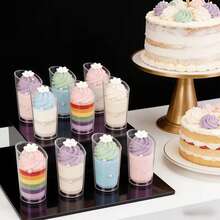 Bộ 100/60/50/40/30/20/10 chiếc cốc nhựa trong suốt, cốc nghiêng, cốc đựng bánh pudding trong suốt, cốc đựng thạch, cốc đựng kem, cốc đựng món tráng miệng, cốc khai vị nhỏ, thích hợp cho tiệc tùng, đám cưới, phục vụ ăn uống, đựng kem, bánh pudding và thực phẩm, đồ dùng nhà bếp. - trong suốt - Xem 2