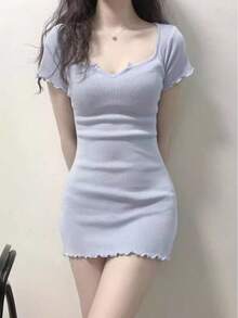 Women Short Dresses - Blue - View 8