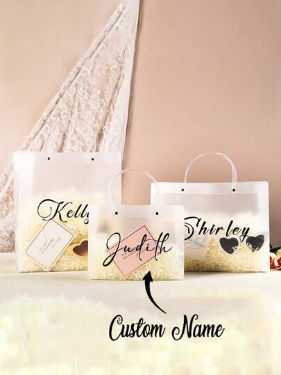 Túi quà trong suốt in tên cá nhân, túi quà tặng phù dâu tùy chỉnh, túi đựng kẹo cưới có tên, túi quà tặng tiệc độc thân, quà tặng tiệc cô dâu.