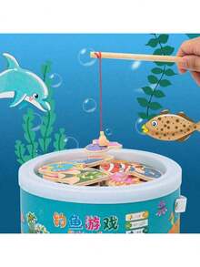 1 Set Juego de Pesca de Letras de Madera - Tema de Animales Marinos de Dibujos Animados, Rompecabezas, Desarrolla Habilidades Cognitivas, Juego Interactivo Padres-Hijos, Regalo Perfecto para Navidad, Acción de Gracias, Pascua y Otras Festividades, Formas de Peces Aleatorias - Multicolor - Ver 4