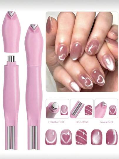 annies Nam châm hình trái tim và mắt mèo 3 trong 1 dùng cho móng tay - Nam châm, thao tác nhanh chóng, dễ dàng, thiết kế có thể tháo rời, dụng cụ làm móng nghệ thuật cho việc tự làm móng tại nhà và tạo hiệu ứng sơn gel mắt mèo (1 cái/3 cái)