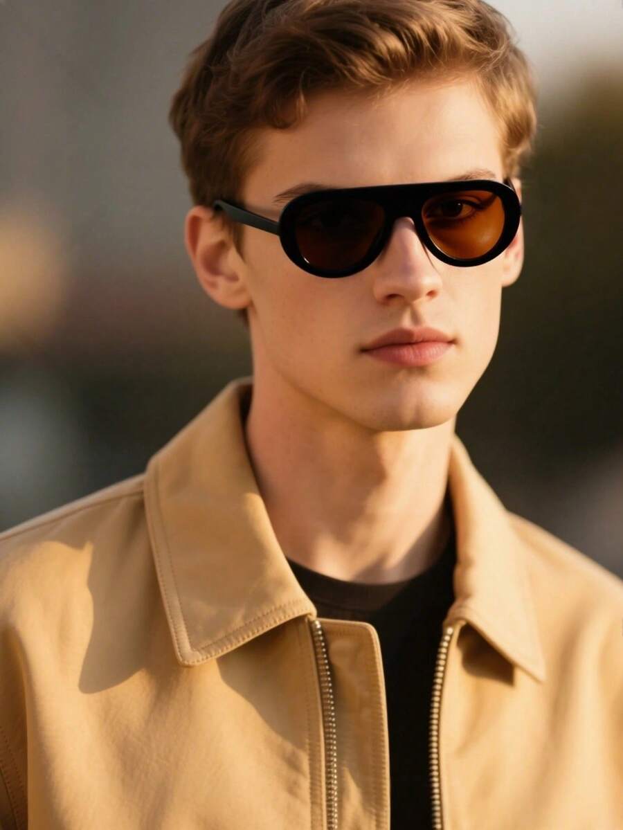 1副男士时尚眼镜，新款高品质小框复古时尚眼镜，个性化Y2K音乐节街头风格，适合夏季、骑行、钓鱼等场合。 - 彩色 - 查看 1