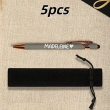 1支/5支可客製化自動伸縮圓珠筆，刻印姓名與Logo，書寫流暢，適用於辦公、商務、學校用品，提供禮盒/禮袋包裝，開學禮物，送給老師/朋友的禮物 - 筆2 - 查看 74
