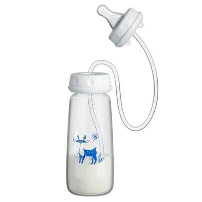 Botella de Alimentación paras BornBL de 6 Meses oás, 8oz 240ml, Manos Libres, de Polipropileno, con Tubo, Sistema de Lactancia Anticólicos, Libre de BPA