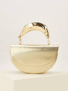Elegant Patent Leather Women's Handbag, Minimalist Clutch Bag With Chain, Lightweight Luxury Handbag For Parties/Evenings, Perfect Birthday Gift For A Girlfriend, Suitable For Parties - 金色 - 查看 3