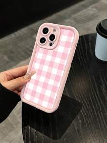 Grid 1pc Minimalist Colorful Plaid Slogan Pattern Matte Hard Phone Case Compatible With IPhone 11/12/13/14/15/16 Pro Max/17/17 Pro/17 Pro Max/Air - Multicolor - View 3