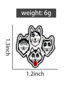 1 chiếc ghim cài áo hình hoạt hình ban nhạc rock Husky ngộ nghĩnh màu đen trắng với bốn đầu chó, chất liệu kim loại, thích hợp để cài áo khoác hoặc ve áo làm quà tặng trang sức cho người hâm mộ và bạn bè. - Đen và trắng - Xem 12