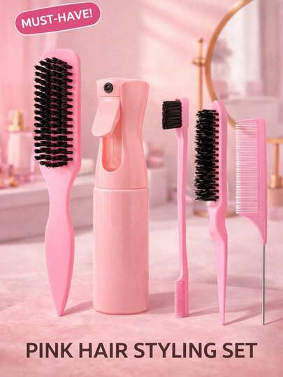 Set de 5 piezas de peine y cepillo con estampado de leopardo. Fabricado con cerdas suaves y material ABS. Puede alisar el cabello, adecuado para el cuidado y el peinado del cabello en el hogar y en el salón. Excelente para volver a la escuela y para viajar.