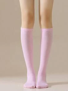 1 đôi tất cao đến đầu gối màu trơn cho trẻ em, tất giữ ấm chân cho bé gái khi biểu diễn múa, tất thể thao đa năng thường ngày cho bé trai, phù hợp cho bé trai và bé gái từ 9-16 tuổi. - Nhiều màu - Xem 18
