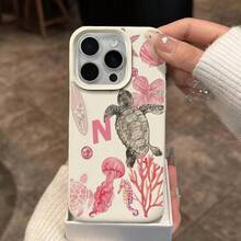 1 ốp lưng điện thoại bằng chất liệu TPU, họa tiết rùa biển và sứa mộng mơ, tương thích với Apple 17 Pro Max/17/16 Pro Max/15/13/12/11, S20 FE/A15/S24/A55, Note 11/12/13 Pro, ốp bảo vệ toàn thân mềm mại. - trắng - Xem 3