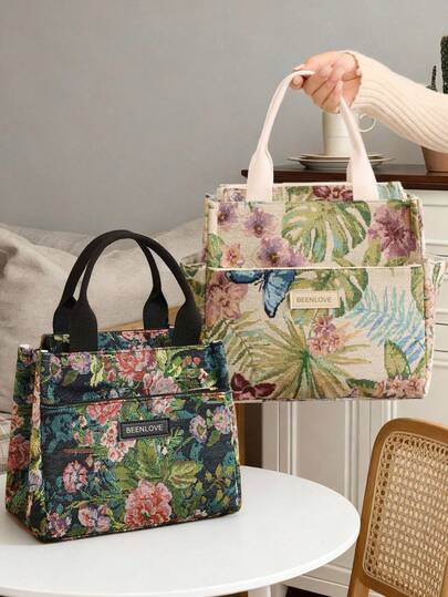 OBOVAY Túi giữ nhiệt cách nhiệt hai ngăn họa tiết hoa giữ nóng/lạnh, chống thấm nước, dung tích lớn, túi đựng cơm trưa, hộp cơm bento cho bữa trưa, bữa tối, dã ngoại, đi làm, cắm trại, du lịch, hoạt động ngoài trời, quà tặng Ngày của Mẹ. Túi đựng cơm trưa Lancheiras, giỏ dã ngoại, hộp cơm trưa Tiffin, hộp cơm trưa cho phụ nữ, túi đựng cơm trưa cho phụ nữ đi làm